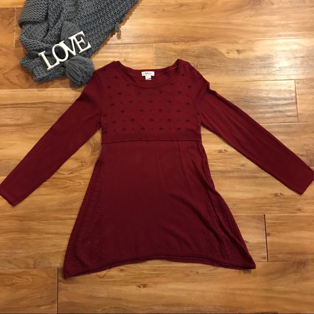 Red Sweater Skater Dress Maroon Tunic Valentines